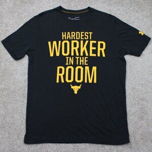 Project Rock Shirt Mens Medium Black UA‎ Loose Fit Heatgear S/S Under Armour